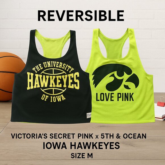 Victoria’s Secret PINK x 5th & Ocean Iowa Hawkeyes Reversible Tank Top Women’s S - Picture 1 of 7